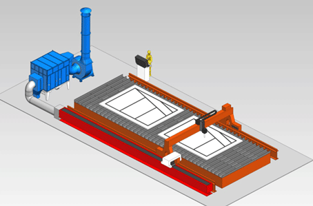 等離子切(qiē)割平台吹吸式淨化除塵係統(圖2) 等離子切割平台(tái)吹吸式淨化除塵係統(圖2)